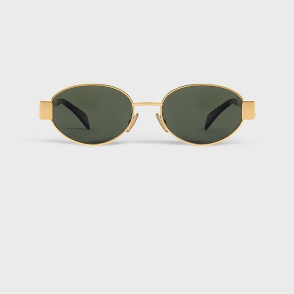 Celine Triomphe CL40235U Gold Frame Green Lenses Sunglasses - Picture 1 of 6
